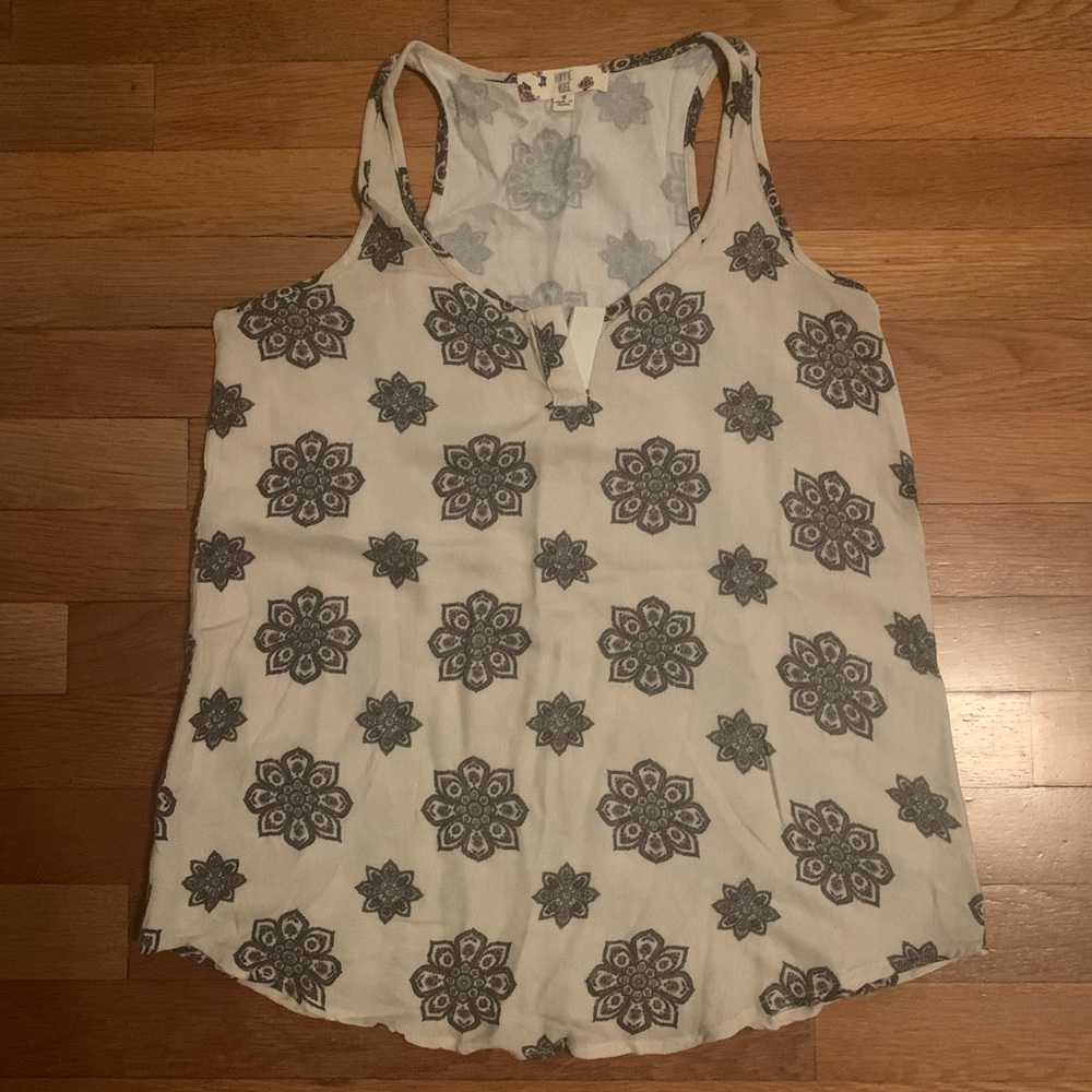 Green Floral Pattern Tank Top